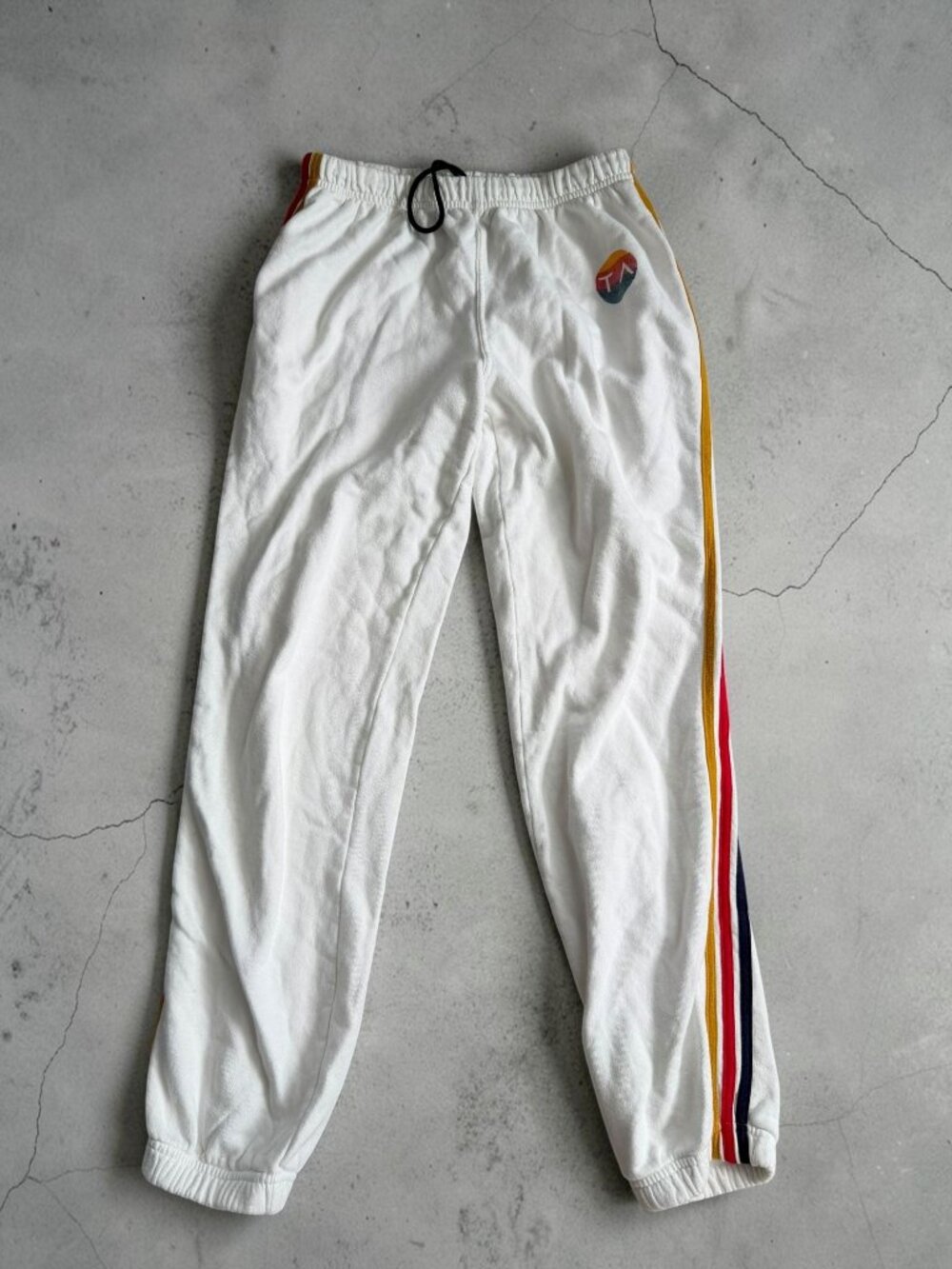 TRACY ANDERSON White Striped Jogger Sweatpants Size Small